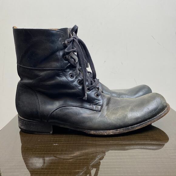 John Varvatos Leather Lace Up Combat Boots Men's 12. They run large. - Picture 3 of 10